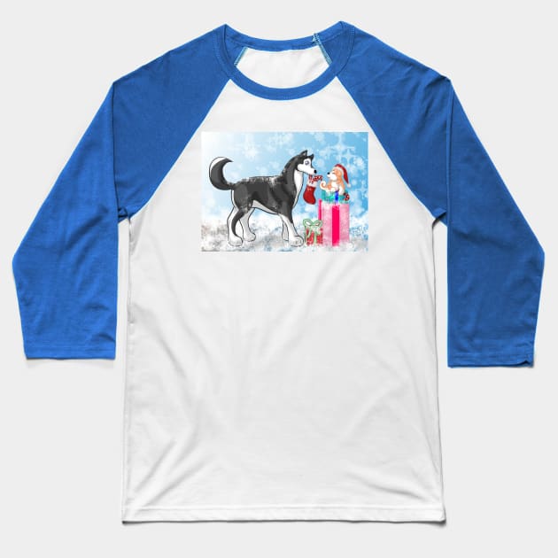 Christmas Doggies Baseball T-Shirt by SakuraDragon